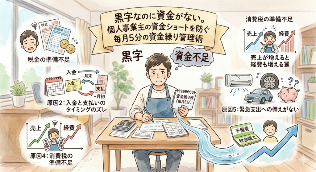 黒字なのに資金がない。個人事業主の資金ショートを防ぐ毎月5分の資金繰り管理術