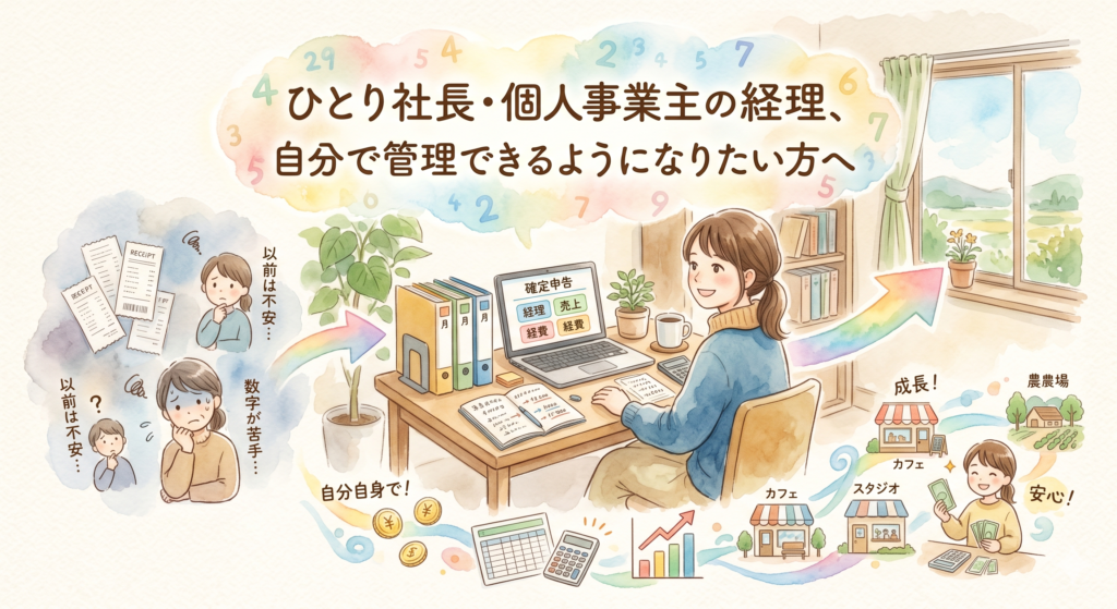 ひとり社長・個人事業主の経理、自分で管理できるようになりたい方へ