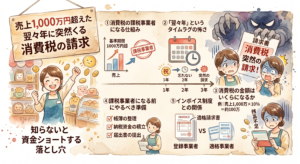 売上1,000万円超えた翌々年に突然くる消費税の請求。知らないと資金ショートする落とし穴