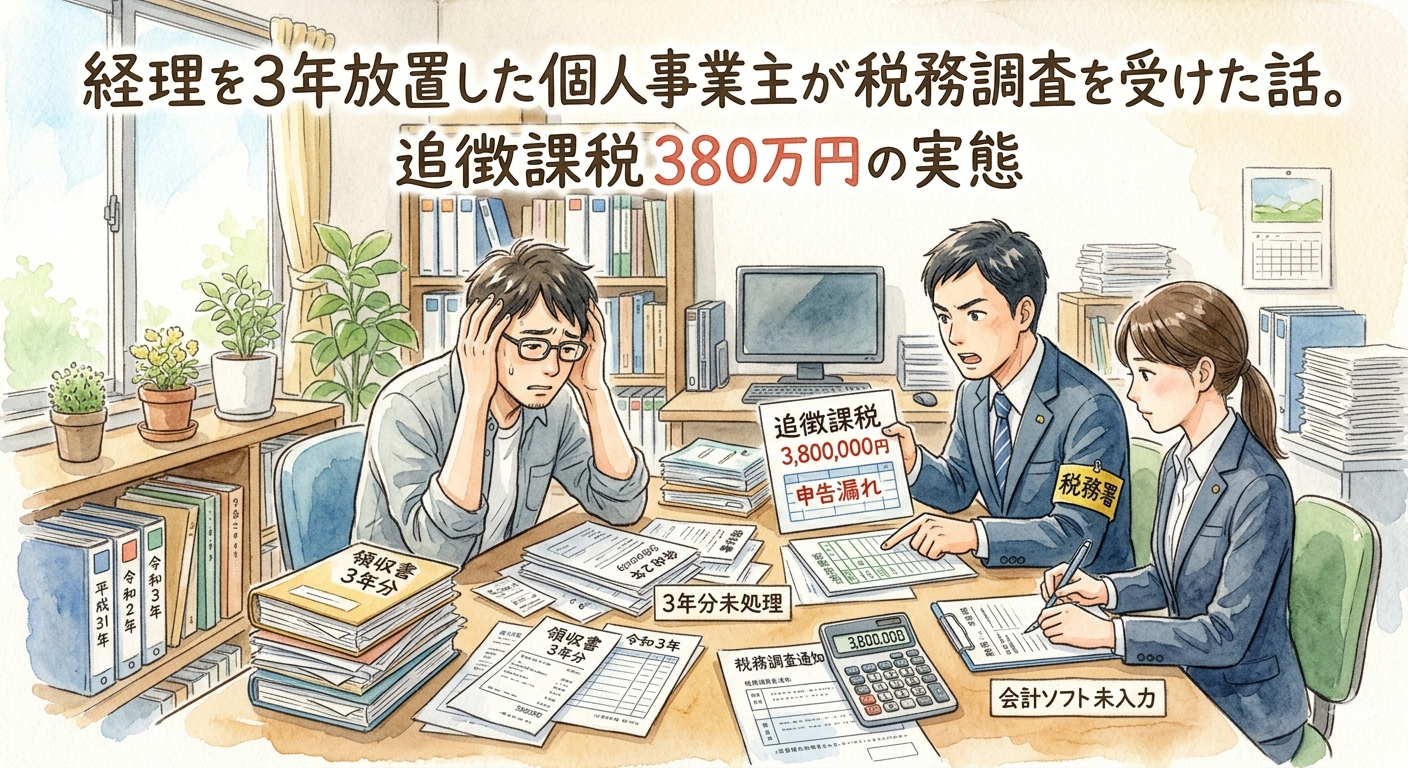 経理を3年放置した個人事業主が税務調査を受けた話。追徴課税380万円の実態