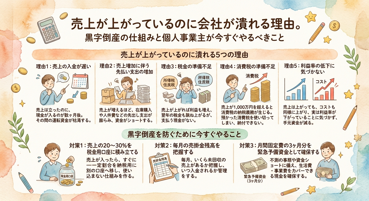 売上が上がっているのに会社が潰れる理由。黒字倒産の仕組みと個人事業主が今すぐやるべきこと