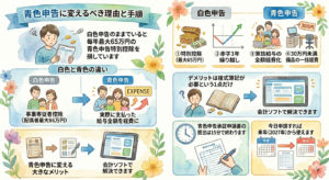 青色申告に変えるべき理由と手順｜白色申告との違いと年65万円控除の受け方