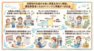 消費税の仕組みを個人事業主向けに解説。課税事業者になるタイミングと準備すべきお金
